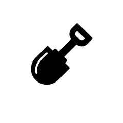 Gardening Shovel, Agriculture Farm Tools Solid Flat Vector Icon Isolated on White Background.