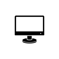 Widescreen Computer Monitor, Monoblock Solid Flat Vector Icon Isolated on White Background.