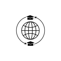 Student Exchange Program, Global Education Solid Flat Vector Icon Isolated on White Background.