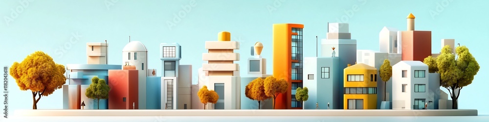 Poster colorful abstract showcasing a representation of the frequency of occurrence of different architectu