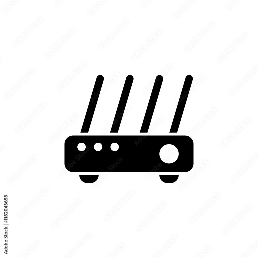 Poster wireless router, wifi modem solid flat vector icon isolated on white background.