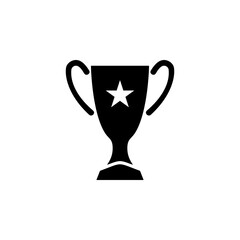 Champions Trophy Cup, Winner Award Solid Flat Vector Icon Isolated on White Background.