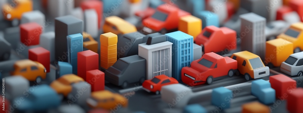 Poster 3d rendered visualization of city traffic flow patterns an abstract digital representation of urban 