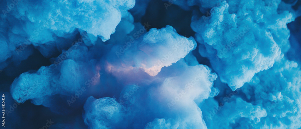 Poster calming blue smoke flowing softly through the air in an ethereal display of serenity