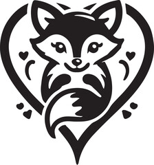 Fox with heart silhouette