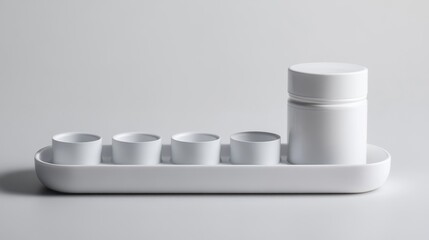 Minimalist White Container and Cups on Tray