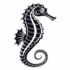 Seahorse vector silhouette black design white background