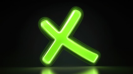 Obraz premium Glowing Green 'X' Symbol on Black Background