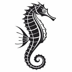 Seahorse vector silhouette black design white background