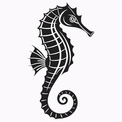 Obraz premium Seahorse vector silhouette black design white background