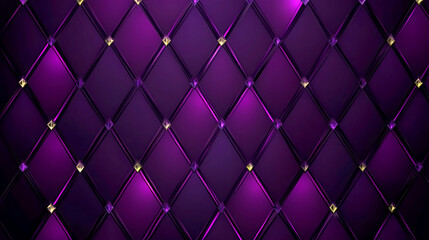 Obraz premium Luxurious Purple Diamond Pattern with Gold Accents, A sophisticated, elegant background featuring a repeating pattern of dark purple, diamond-shaped tiles with subtle shading and highlights.