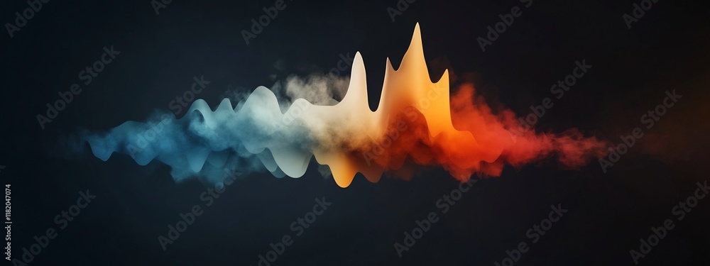 Poster a striking digital depicting swirling colorful smoke and flames that come together to form an abstra