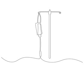 One continuous line drawing of infusion bag . Single line of iv bag vector illustration