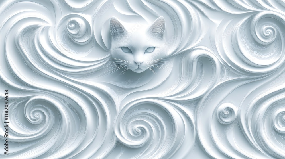 Poster abstract 3d white seamless wave pattern with soft curves and subtle shadows, creating an elegant and