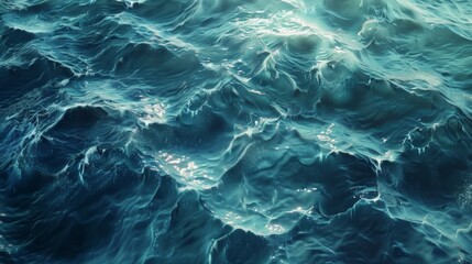 Obraz premium Realistic image of the sea surface with waves and glare of the sun. Ideal for blogs about marine adventures, ocean ecology and yacht travel.