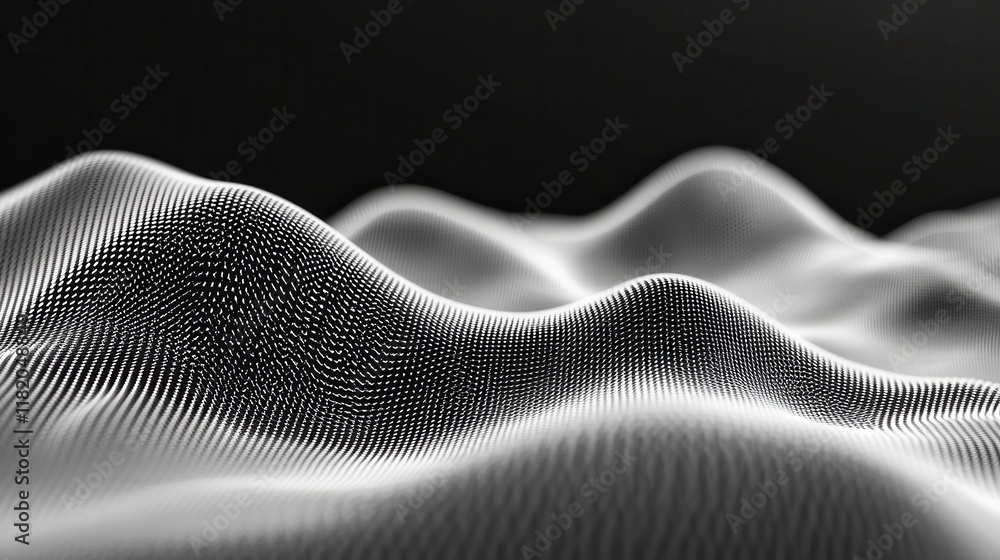 Poster abstract digital noise patterns virtual space textured visuals monochrome environment surreal perspe