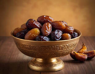 fruits dates in unique bowl for Ramadan special, healthy food, the Islamic concept