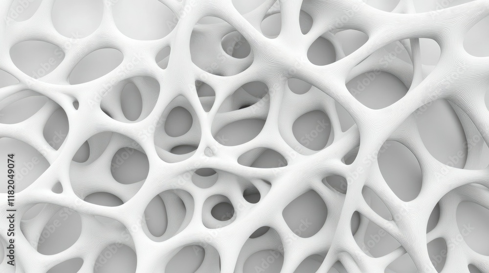 Poster abstract white 3d lattice structure with intricate, intersecting lines and subtle depth for a futuri