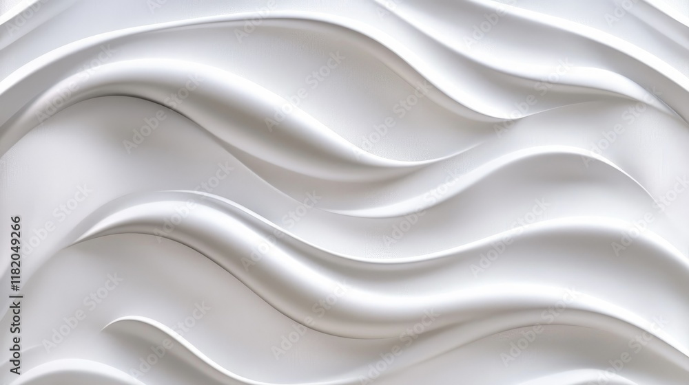 Poster abstract white 3d wave pattern with seamless continuity and softly sculpted shadows for a decorative
