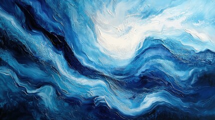 Obraz premium Dynamic blue wave patterns with soft flowing textures and highlights, creating a sense of motion and depth