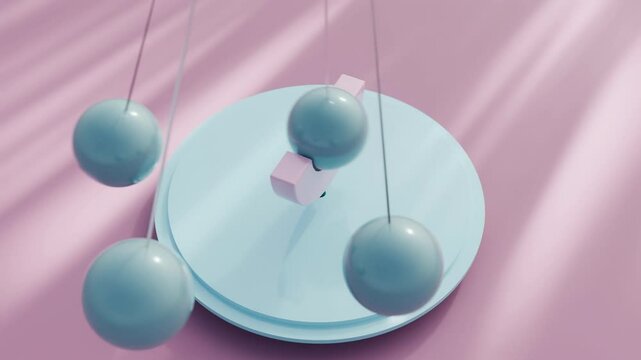 Super satisfying abstract seamless loop animation. 3d animated ball, pendulum movement, good for adhd meditation relaxing