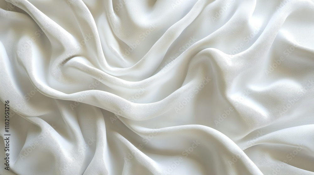 Poster flowing white 3d wave textures forming a continuous pattern with soft lighting and shadow interplay 