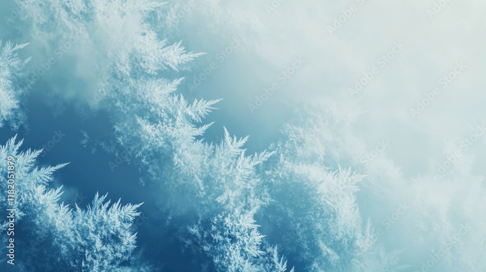 Poster frosty blue background with ice patterns and soft light effects
