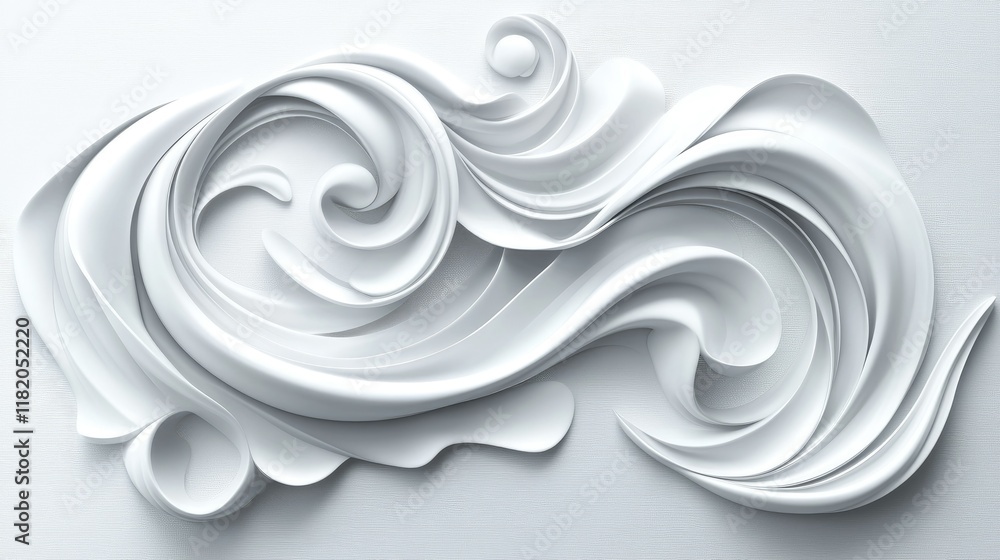 Poster minimalist 3d white seamless waves with subtle curves and dynamic light and shadow effects for a con