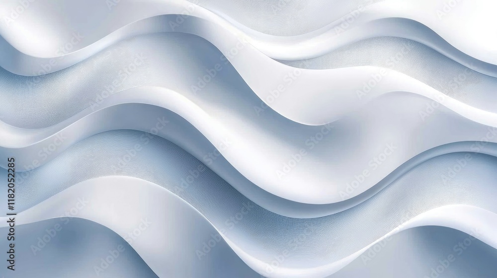 Poster minimalist 3d white seamless waves with subtle curves and dynamic light and shadow effects for a con