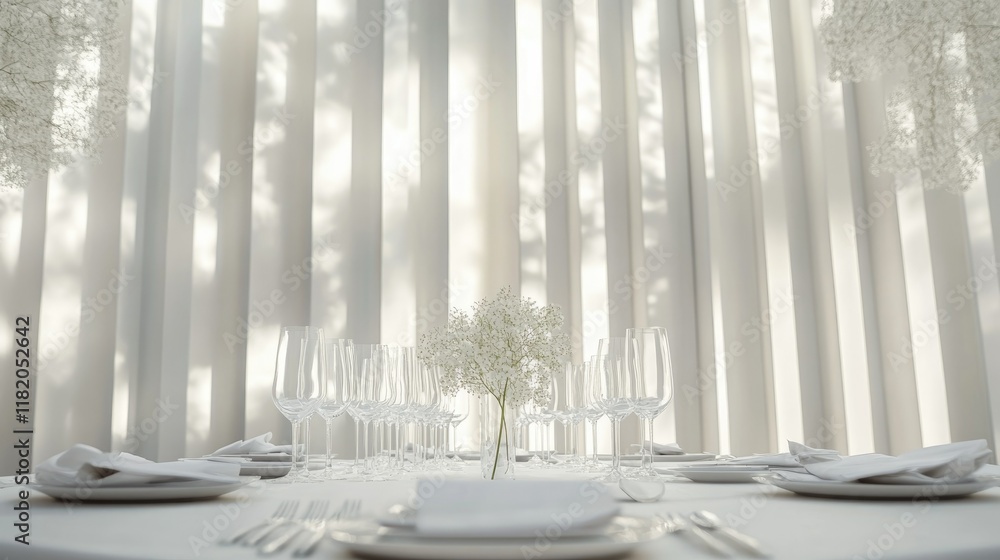 Poster modern white 3d backdrop with layered rectangular panels at varying heights, creating depth and dime