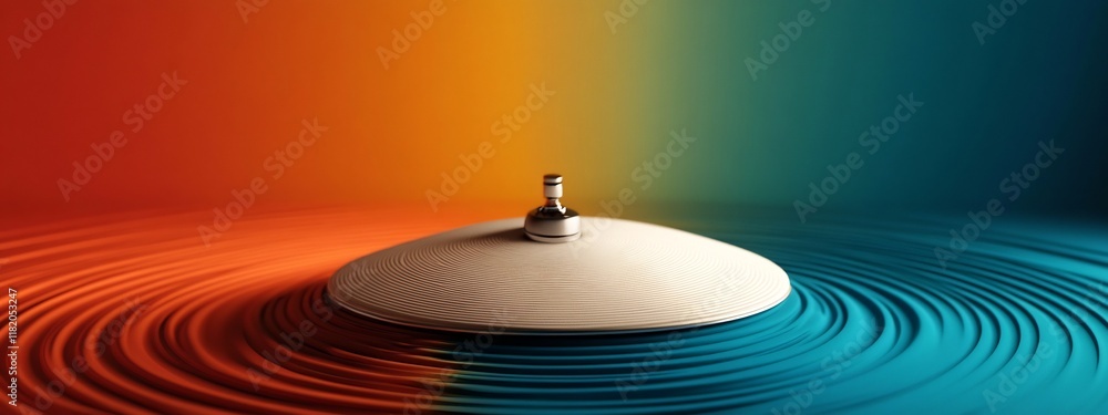 Poster a striking 3d rendered depicting a drumhead vibrating at different frequencies creating mesmerizing 