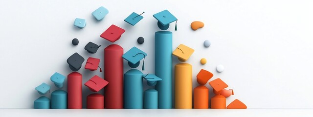 Vibrant Depicting the Frequency Distribution of Educational Attainment Levels within a Given Population