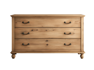 Antique wooden chest of drawers with ornate metal handles and detailed carvings