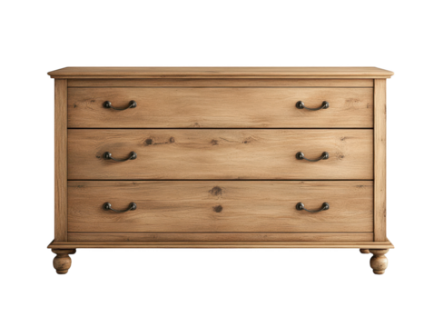 Antique wooden chest of drawers with ornate metal handles and detailed carvings