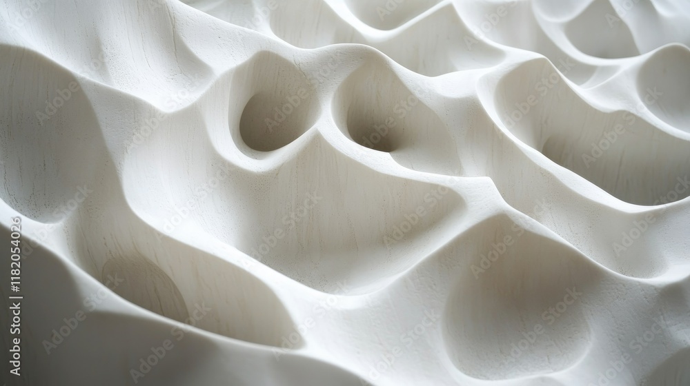 Poster undulating 3d white wave textures with seamless continuity and a delicate balance of light and shado