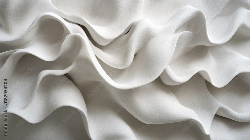 Poster undulating 3d white wave textures with seamless continuity and a delicate balance of light and shado