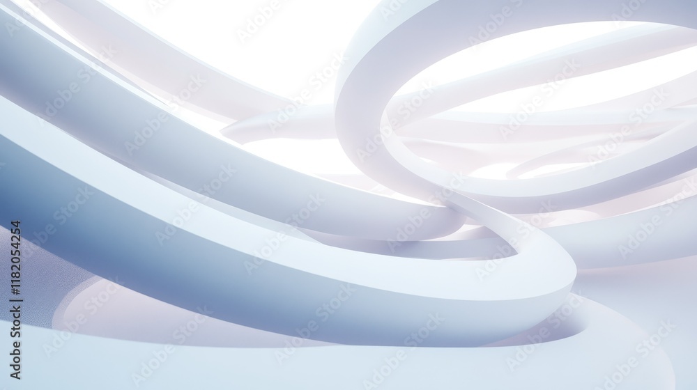 Poster white 3d concentric circles layered with soft gradients and shadows, creating a hypnotic and modern 