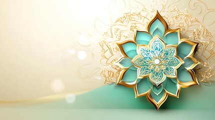 Elegant Teal and Gold Floral Mandala Design