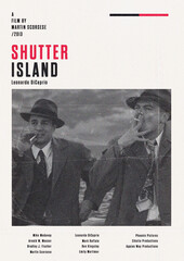 Minimilistic movie poster design about the movie shutter island.