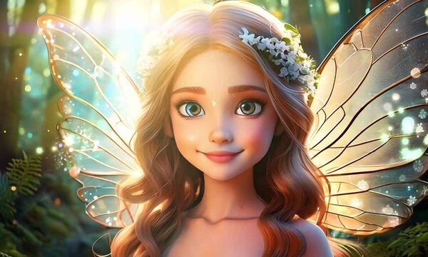Zooming in on a Fairy in a Magical Forest