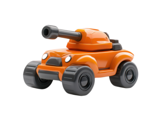 Red toy car with mounted cannon, a childhood adventure waiting to unfold. 