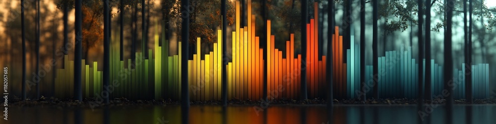 Poster immerse yourself in the captivating visual representation of a forest s ambient soundscape
