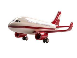 Fototapeta premium Intricate model of a classic red and white airplane, nostalgic aviation display piece