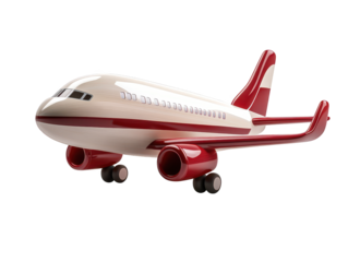 Intricate model of a classic red and white airplane, nostalgic aviation display piece