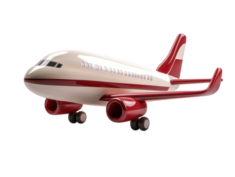 Intricate model of a classic red and white airplane, nostalgic aviation display piece