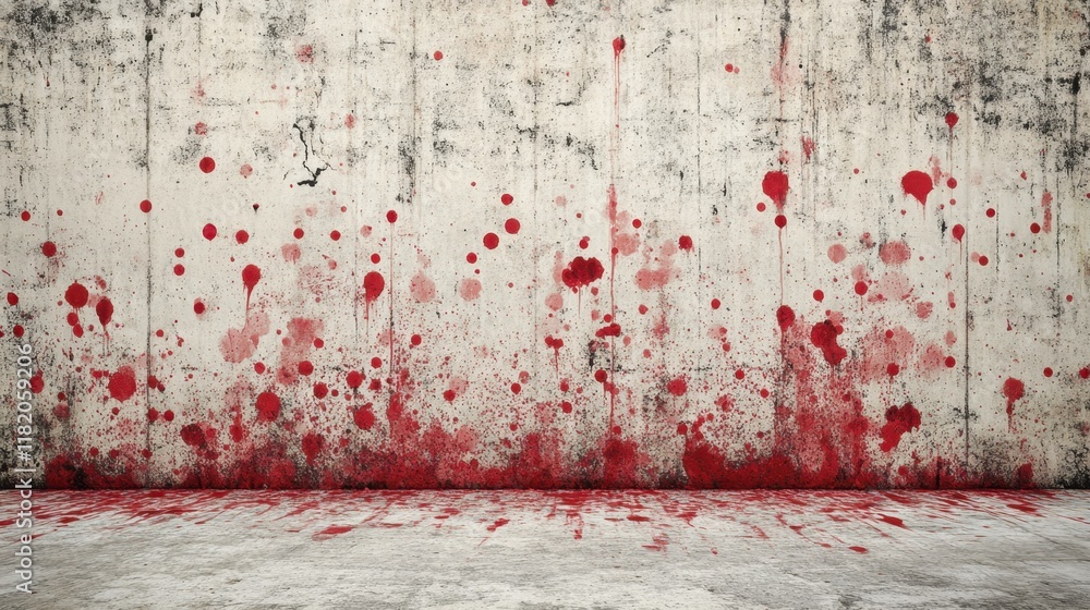 Poster abstract red splatter on grungy wall with textured surface background