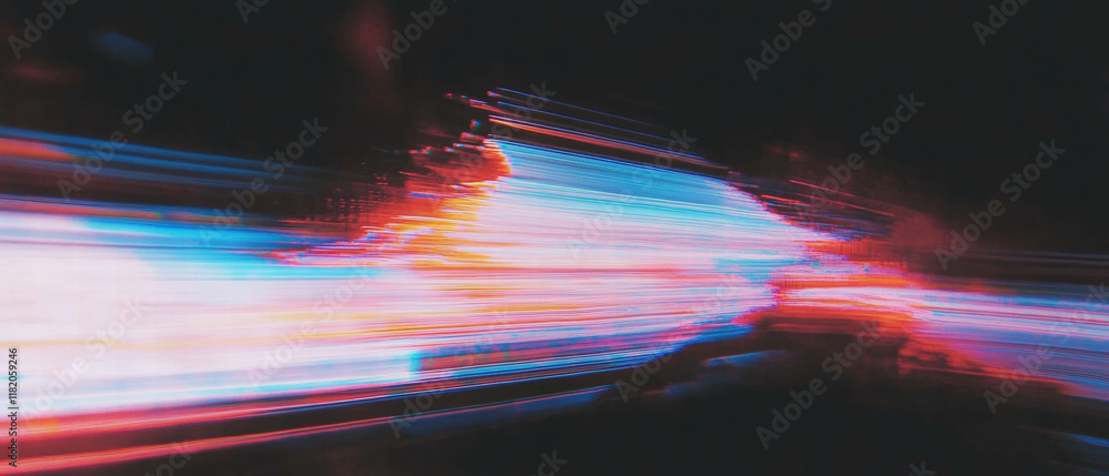 Aufkleber digital glitch effect with vivid scan lines and distorted colors reminiscent of old tv screens