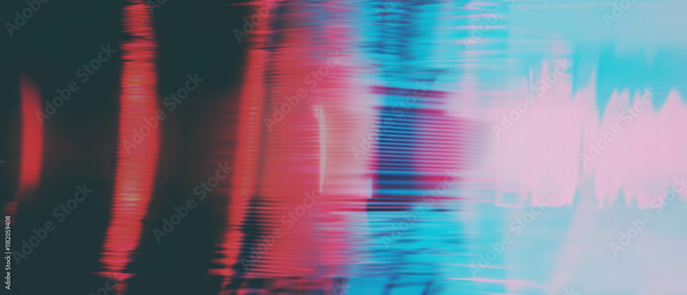 Poster glitch effect illustrates distortion and weak digital signal loss in vibrant colors