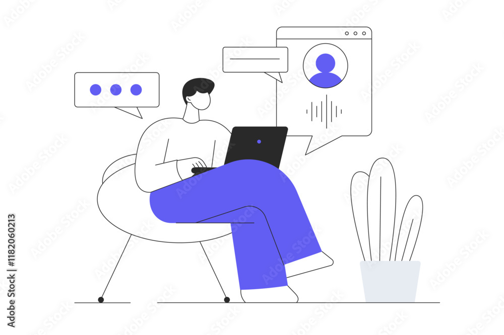 Poster virtual assistant web concept. chatting and speaking with artificial intelligence voice agent from t