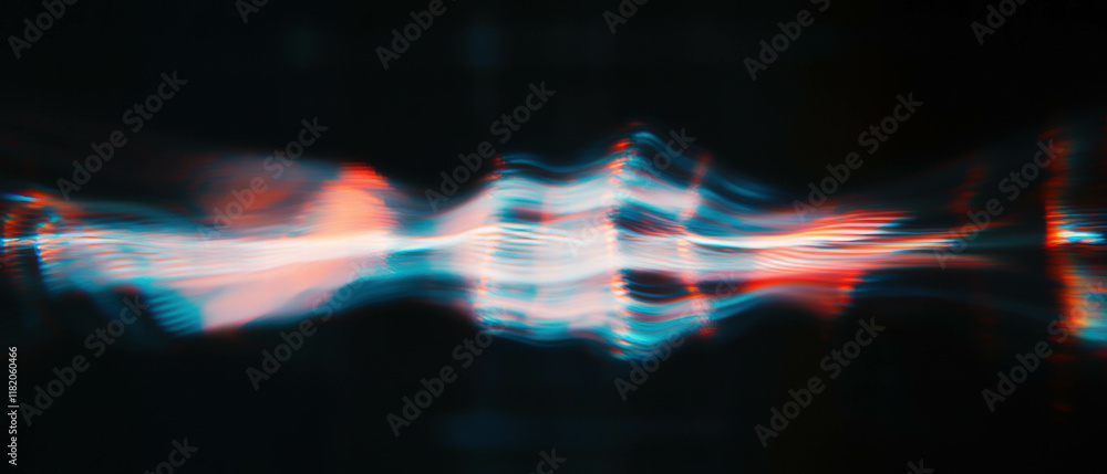 Poster Glitch effect with dark background showcasing distortion and contrast in light
